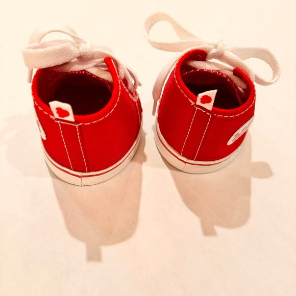Build A Bear Clothing BAB Red & White Canvas Hi Tops Sneakers Shoes Red Logo - Picture 3 of 7